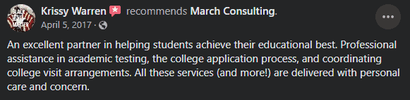 Amazing College Advisor - Review of March Consulting by Krissy Warren